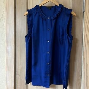 JCrew RoyalBlue Ruffled Silk Sleeveless Shirt Size 12T